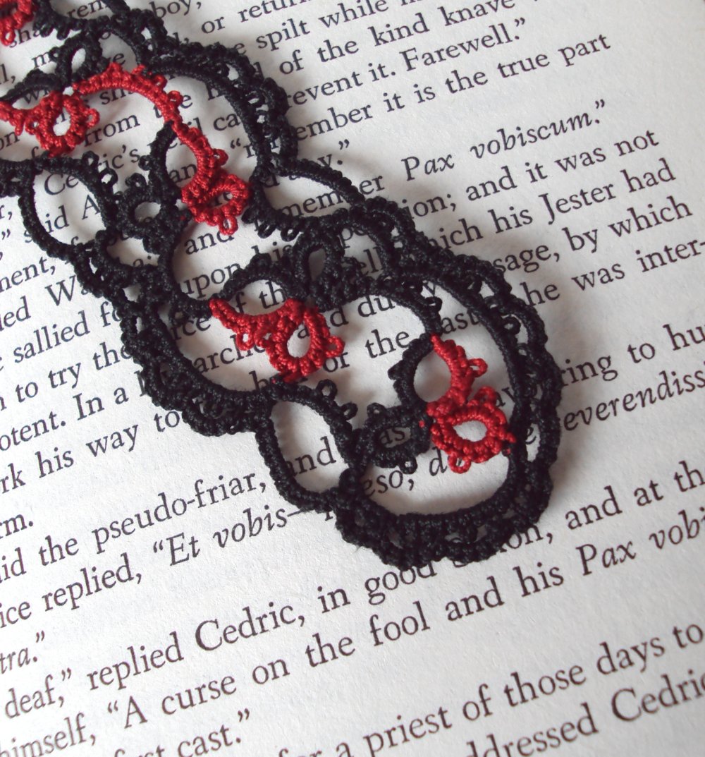 Gothic Black Red Lace Bookmark